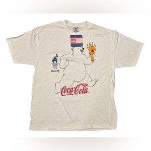 Vintage Coca Cola 1996 Atlanta Olympics T-Shirt XL White Polar Bear New